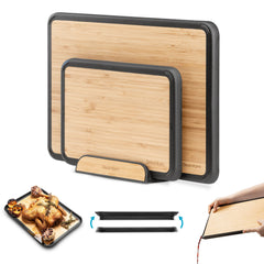 Fledge Bamboo Cutting Board Set of 2 Pieces with Holder