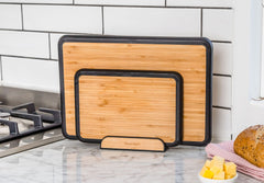 Fledge Bamboo Cutting Board Set of 2 Pieces with Holder