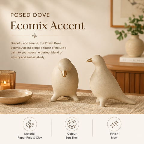 Sustainable White Ecomix Dove Sculpture | Handcrafted Peace & Hope Home Accent Decor