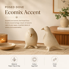 Sustainable White Ecomix Dove Sculpture | Handcrafted Peace & Hope Home Accent Decor