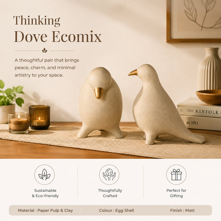 Handcrafted Ecomix Dove Sculpture | Sustainable Mindful Home Decor | Eggshell Finish | Peace & Contemplation