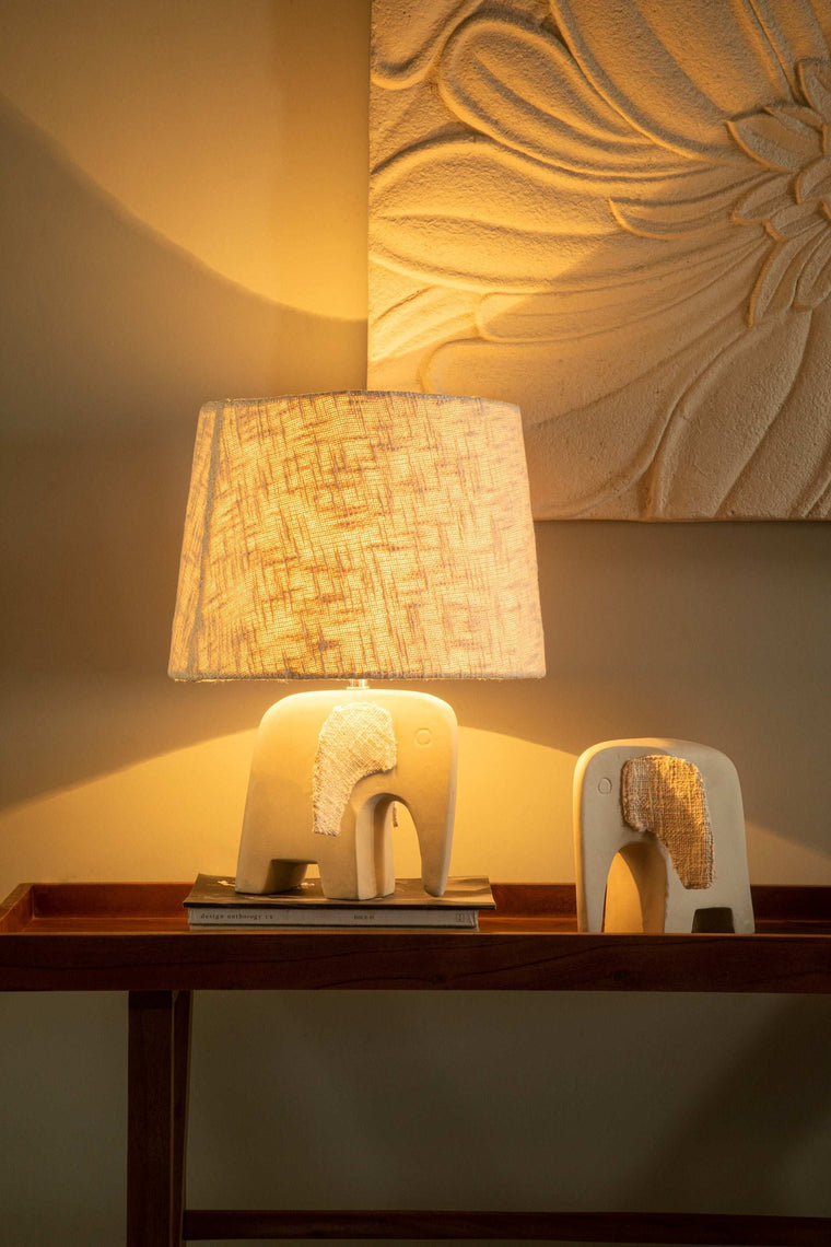 Sarafay Large Ecomix Elephant Decor - Handcrafted Fabric Inlay Sculpture | Sustainable Home Accent