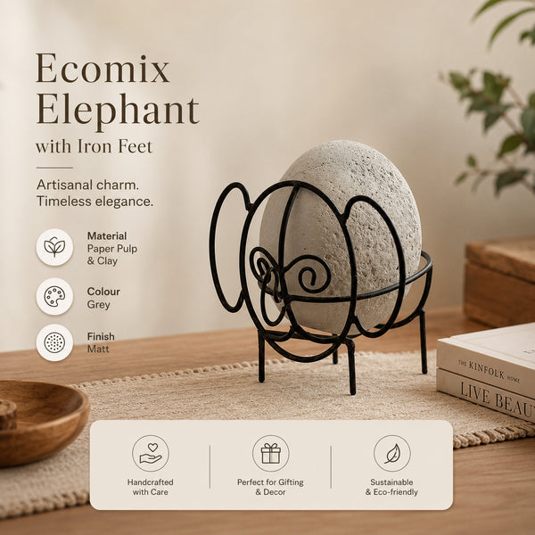 Sculpture d'éléphant Ecomix durable avec pieds en fer