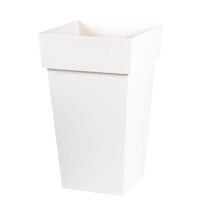 EDA Toscane tall square planter - 39 x 39 x H 65 cm - 62 L - White