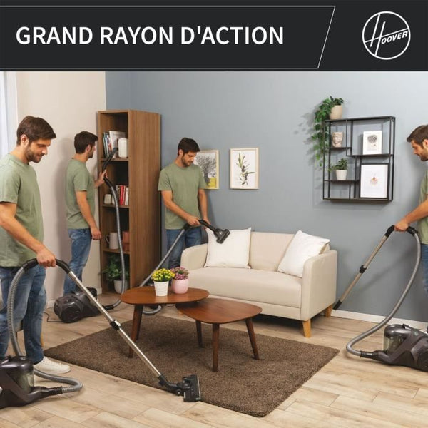Bagless vacuum cleaner - HOOVER - HP321PAF - 850 W - 75 dBA - 2 L - Grey