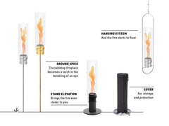 Spin Ambient Lantern Ground Stake Both Sizes 3-piece Oak