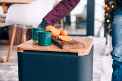 Cube Fire Basket Shelf Bamboo