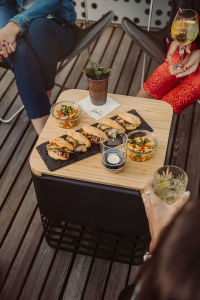 Cube Fire Basket Shelf Bamboo