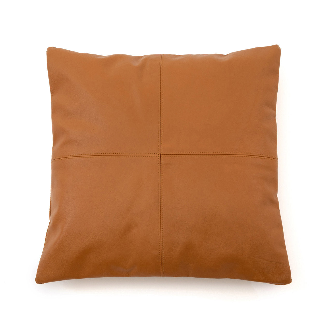 Housse de coussin en cuir à quatre panneaux – Camel – 40x40