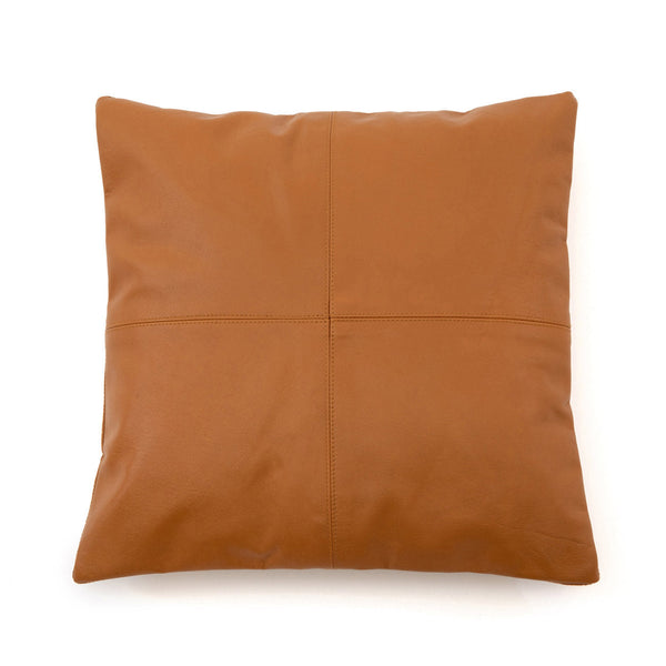 Housse de coussin en cuir à quatre panneaux – Camel – 40x40