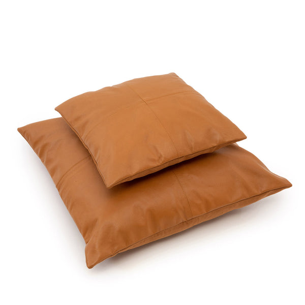 Housse de coussin en cuir à quatre panneaux – Camel – 40x40
