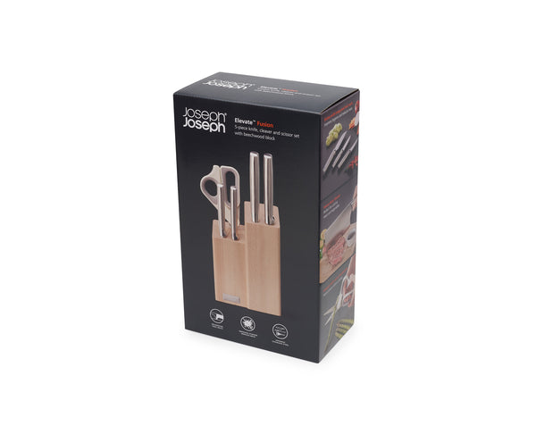 Elevate Fusion 5-Piece Knife and Scissors Set with Holder