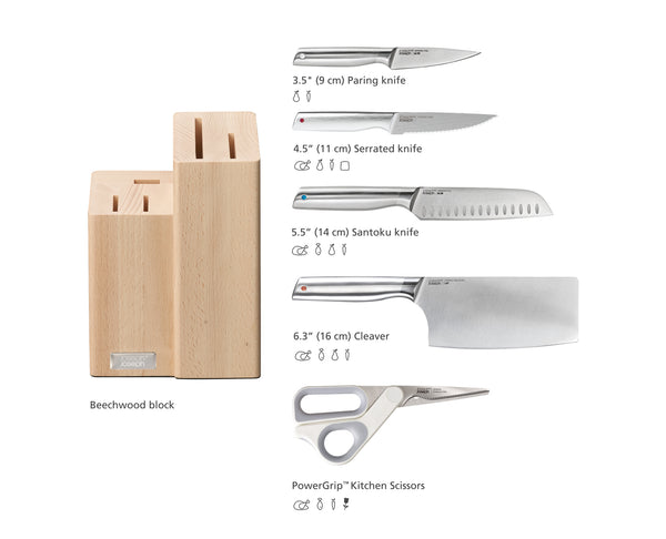Elevate Fusion 5-Piece Knife and Scissors Set with Holder