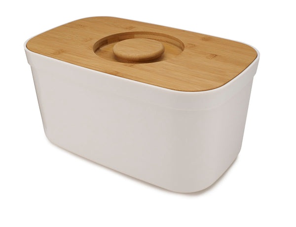 Boîte à pain avec couvercle faisant office de planche à découper