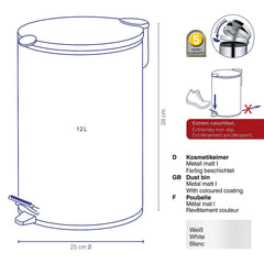 Mats Trash Bin with Pedal, 12 liters