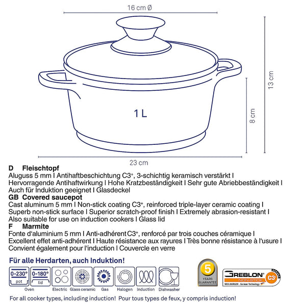 Casserole Kerros avec couvercle 1 litre