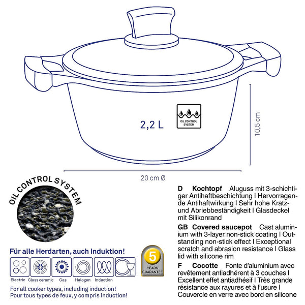 Stella Nova Saucepan with Lid 2.2 liters