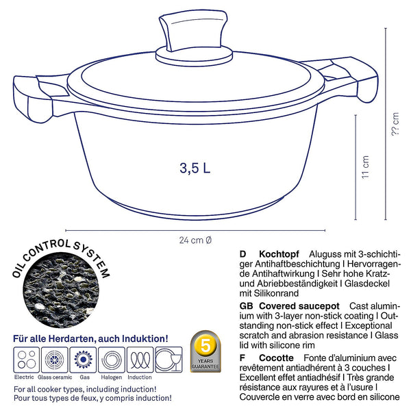 Stella Nova Saucepan with Lid 3.5 liters