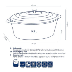 Warm Casserole Dish with Lid 9.5 liters