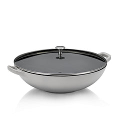 Wok chaud avec couvercle en verre 4 litres