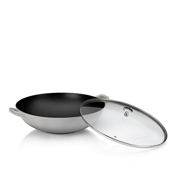 Wok chaud avec couvercle en verre 4 litres