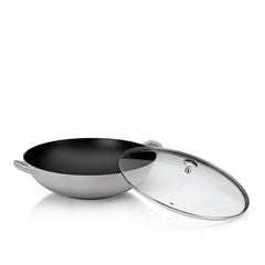 Wok chaud avec couvercle en verre 4 litres