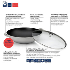 Wok chaud avec couvercle en verre 4 litres