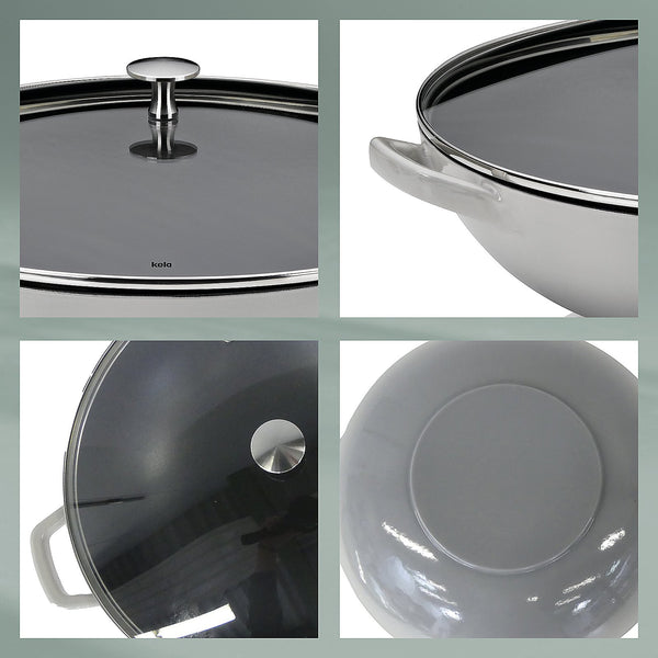 Wok chaud avec couvercle en verre 4 litres