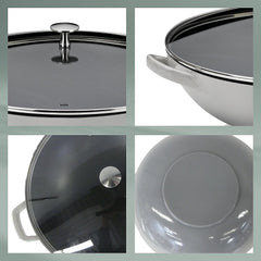 Wok chaud avec couvercle en verre 4 litres