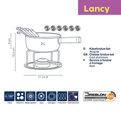 Lancy Kaasfondue Set voor 6 Personen 2 liter
