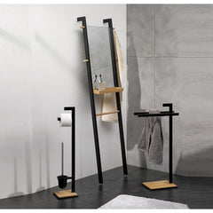Oak Toilet Brush and Toilet Paper Holder