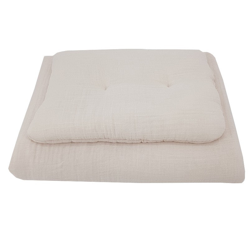 Muslin cot bedding set beige