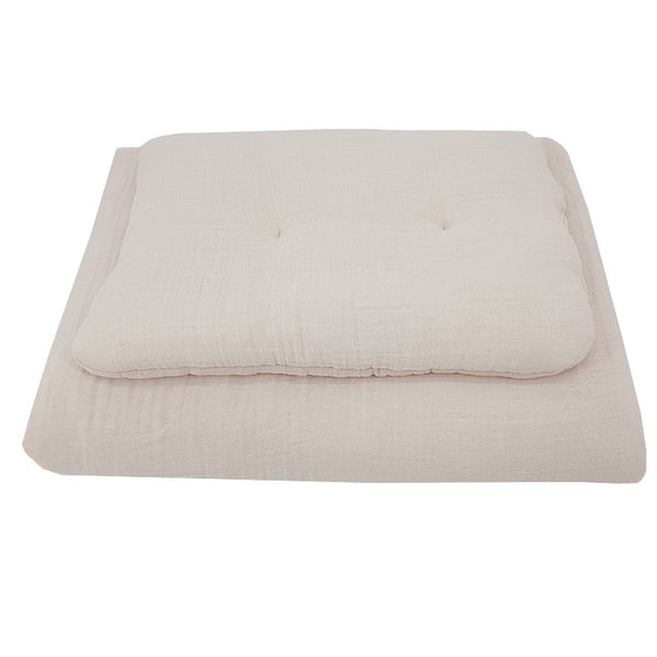 Muslin cot bedding set beige