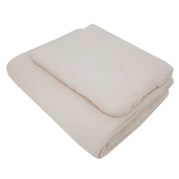 Muslin cot bedding set beige