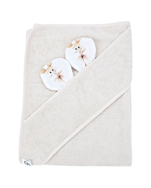 Bamboo bath cover Ballerina Mouse / Light Beige