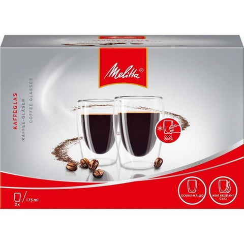MELITTA Set of 2 borosilicate long coffee glasses, 200 ml, clear