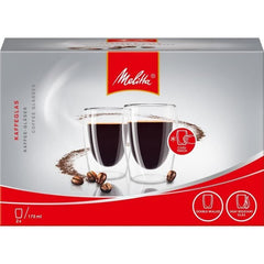 MELITTA Lot de 2 tasses à café allongées en verre borosilicate, 200 ml, transparent