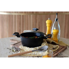 Dutch oven - MENASTYL - 6020646 - Forged aluminum - 20 cm - Black - Suitable for all heat sources including induction