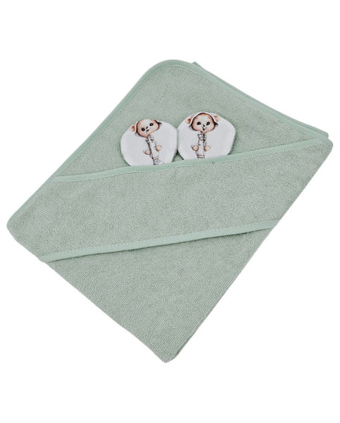 Bamboo bath cover GARDENER BEAR/MINT