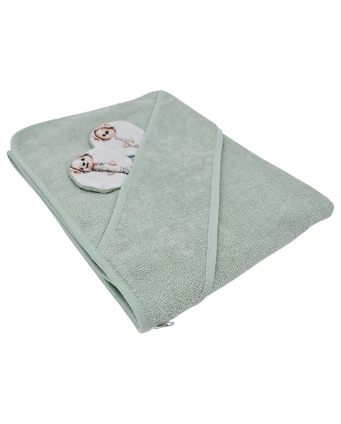 Bamboo bath cover GARDENER BEAR/MINT