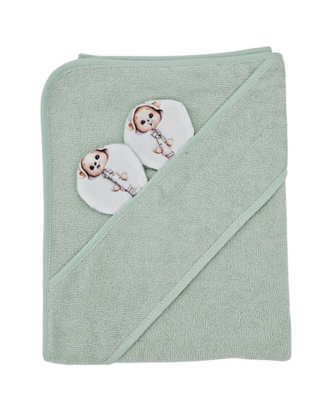 Bamboo bath cover GARDENER BEAR/MINT