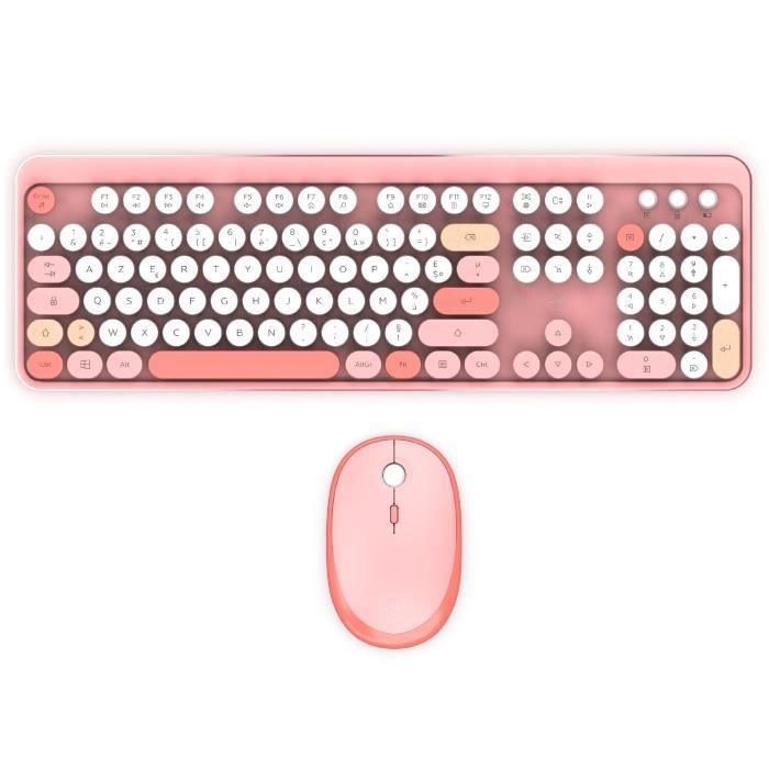 Wireless keyboard + mouse combination - MOBILITY LAB - Pure Color - Pink - Ergonomic design - Discreet typing
