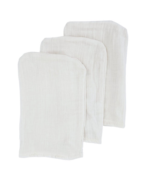 Diverse mousseline washandjes, 3 stuks, beige