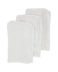 Diverse mousseline washandjes, 3 stuks, beige