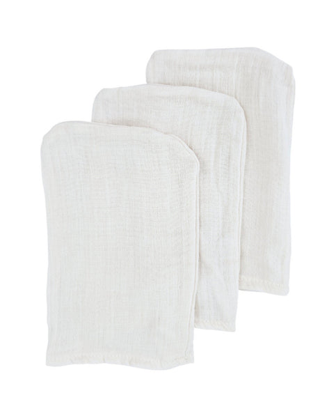 Diverse mousseline washandjes, 3 stuks, beige