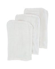 Diverse mousseline washandjes, 3 stuks, beige