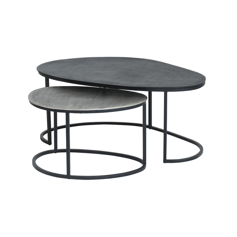Napa coffee table, set of 2, Black / Antique Silver