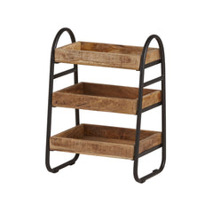 Magazine rack with 3 wooden bins
