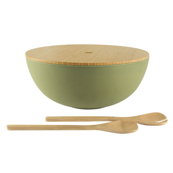 XL salad bowl with lid and salad servers gift box