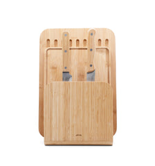 "Bread and Cutting Board with 2 Knives and Magnetic Holder"